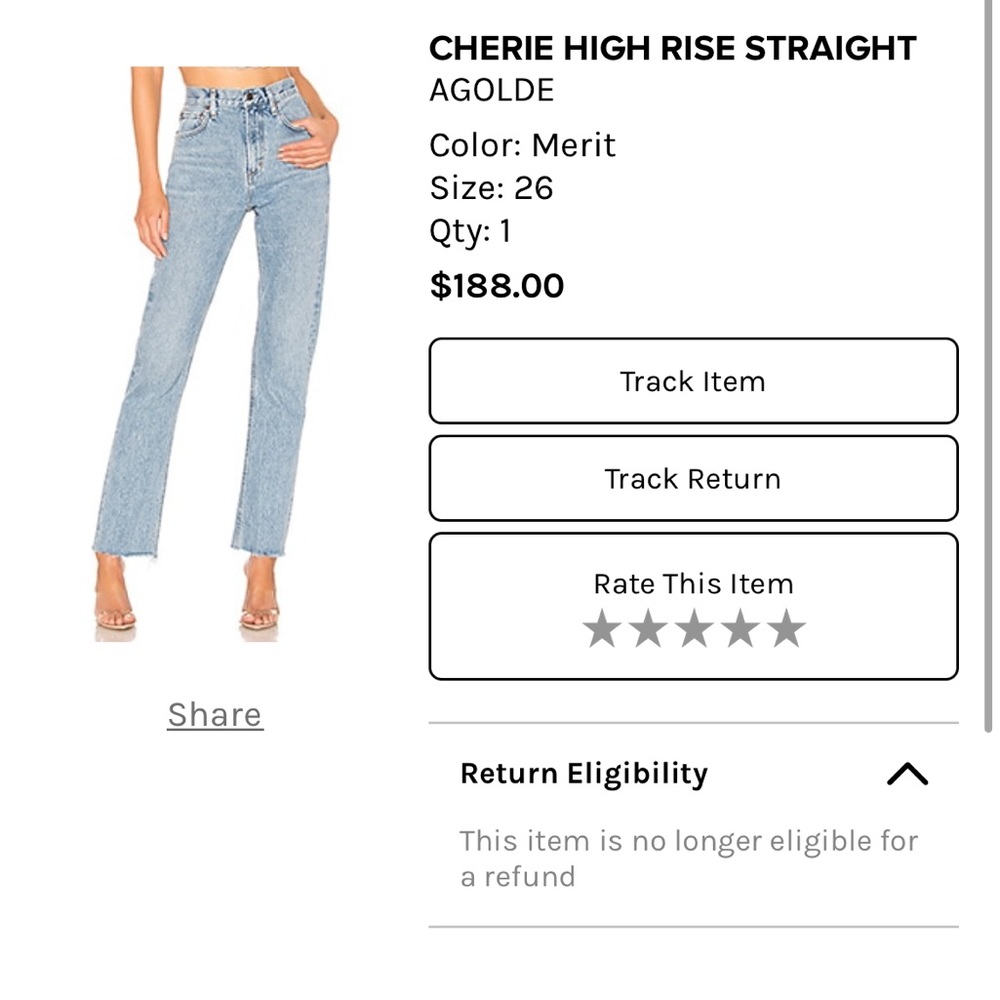 AGOLDE 26 Cherie High Rise Straight